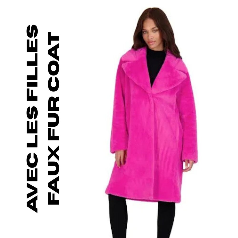 Avec Les Filles Pink Faux-Fur Coat